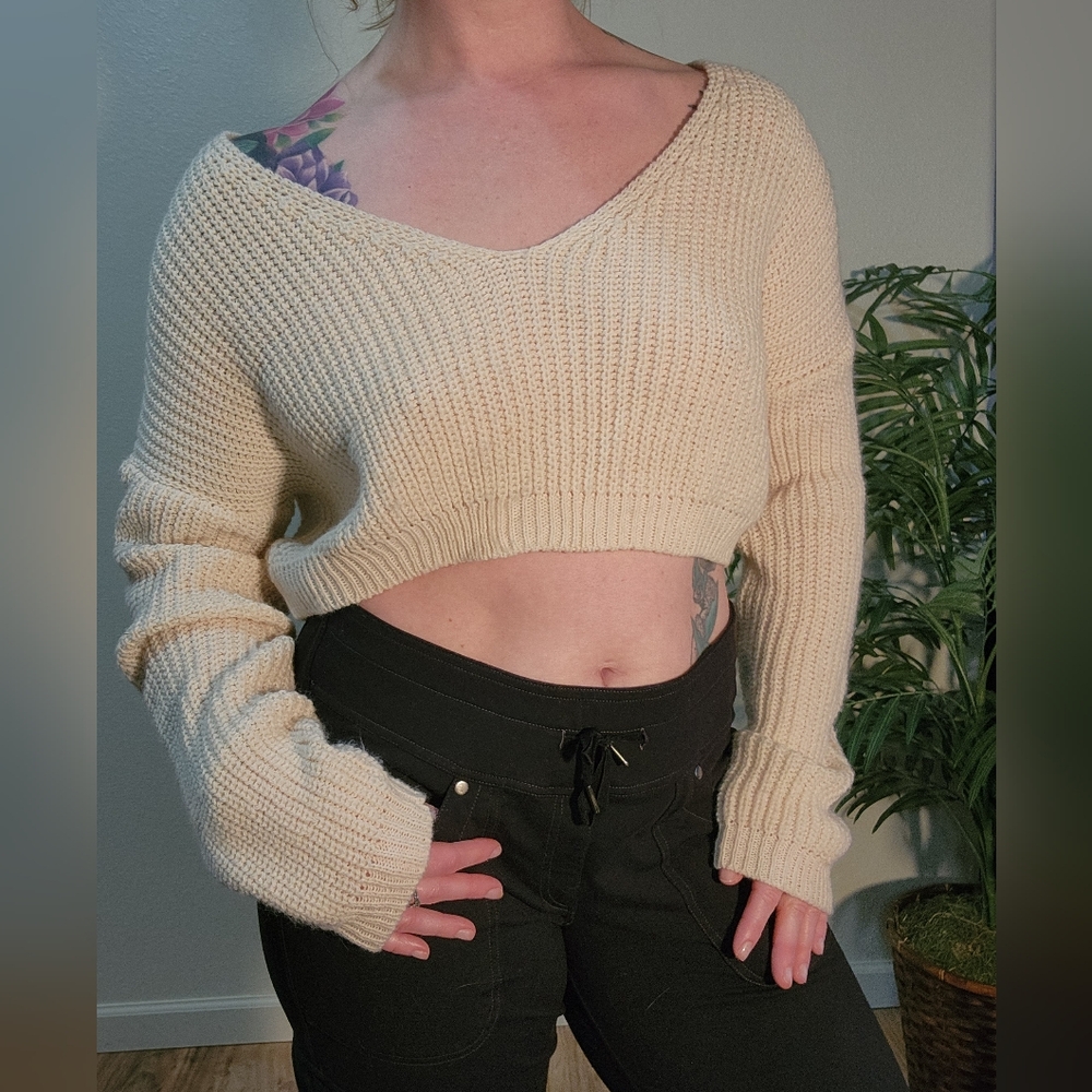Boohoo Cream Knit Sweater